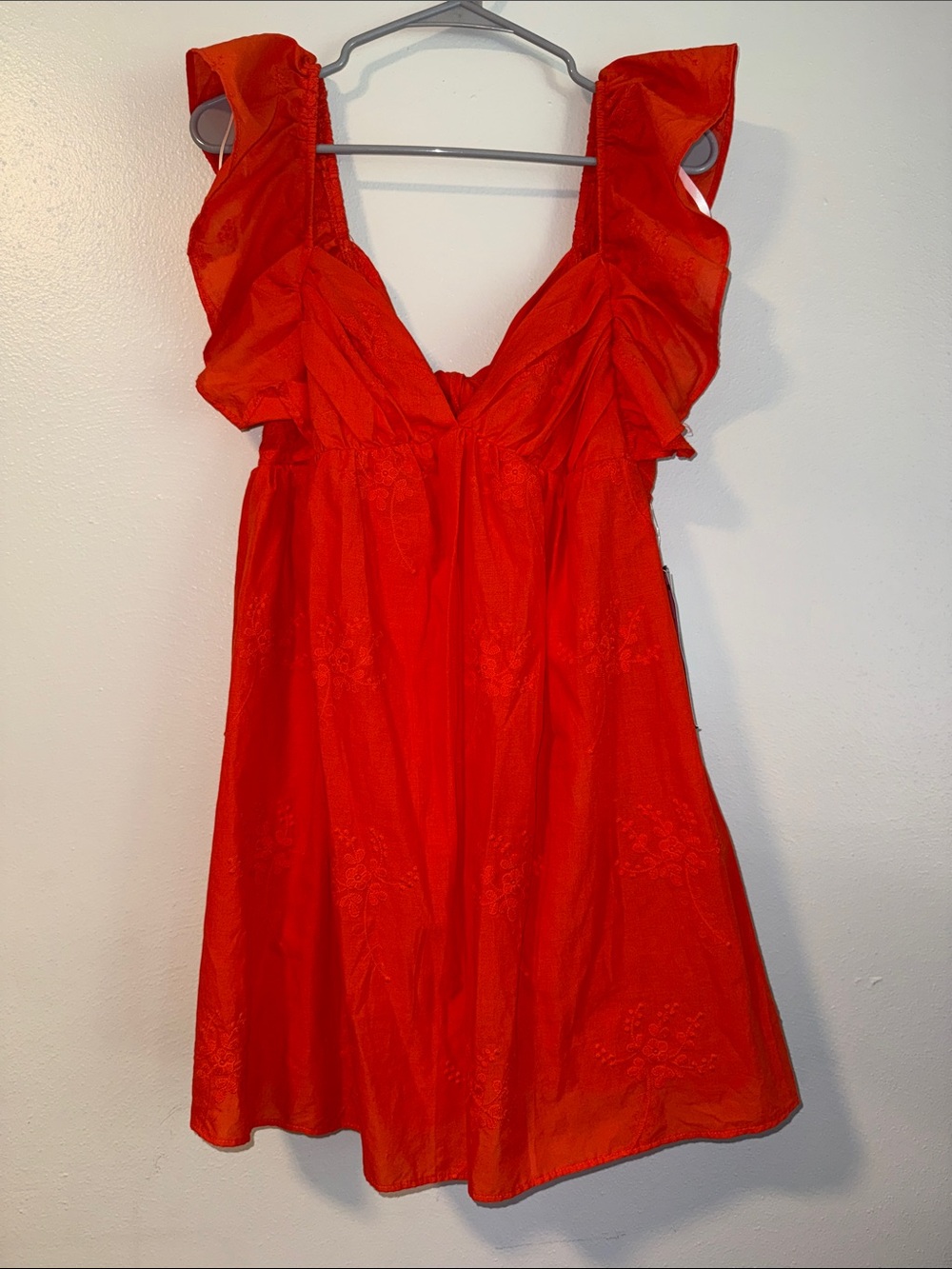 Orange Ruffle Sleeve Mini babydoll Dress